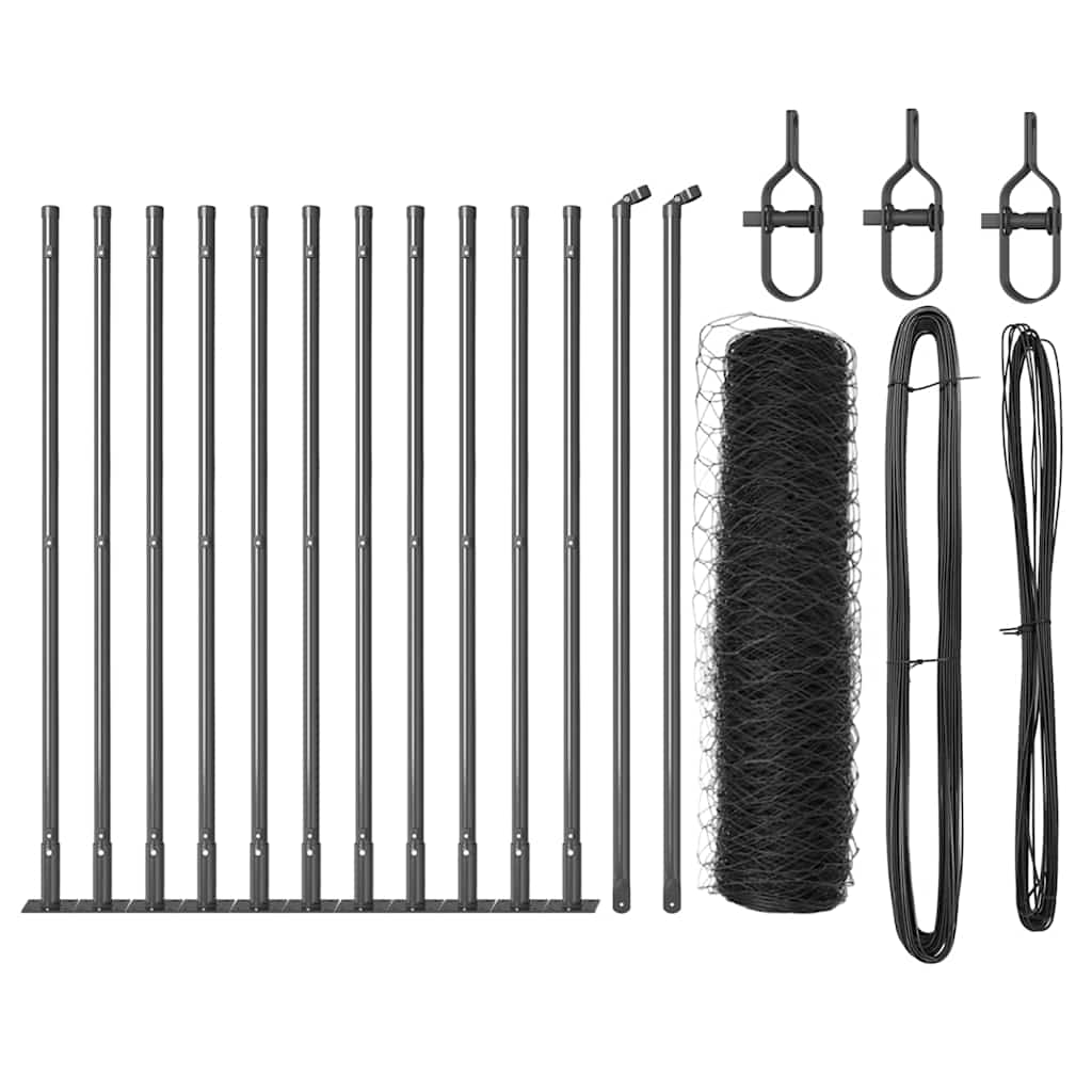 Vidaxl afrasteringspaal grijs 25 x 0,5 m (50 mm gaas) staal