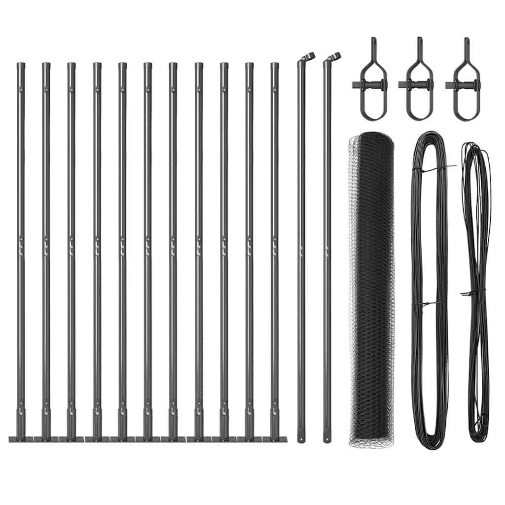 Vidaxl afrasteringspaal grijs 25 x 1 m (13 mm gaas) staal