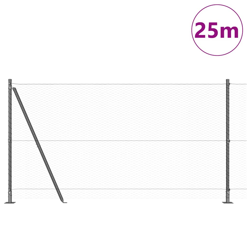 Vidaxl afrasteringspaal grijs 25 x 1,2 m (25 mm gaas) staal