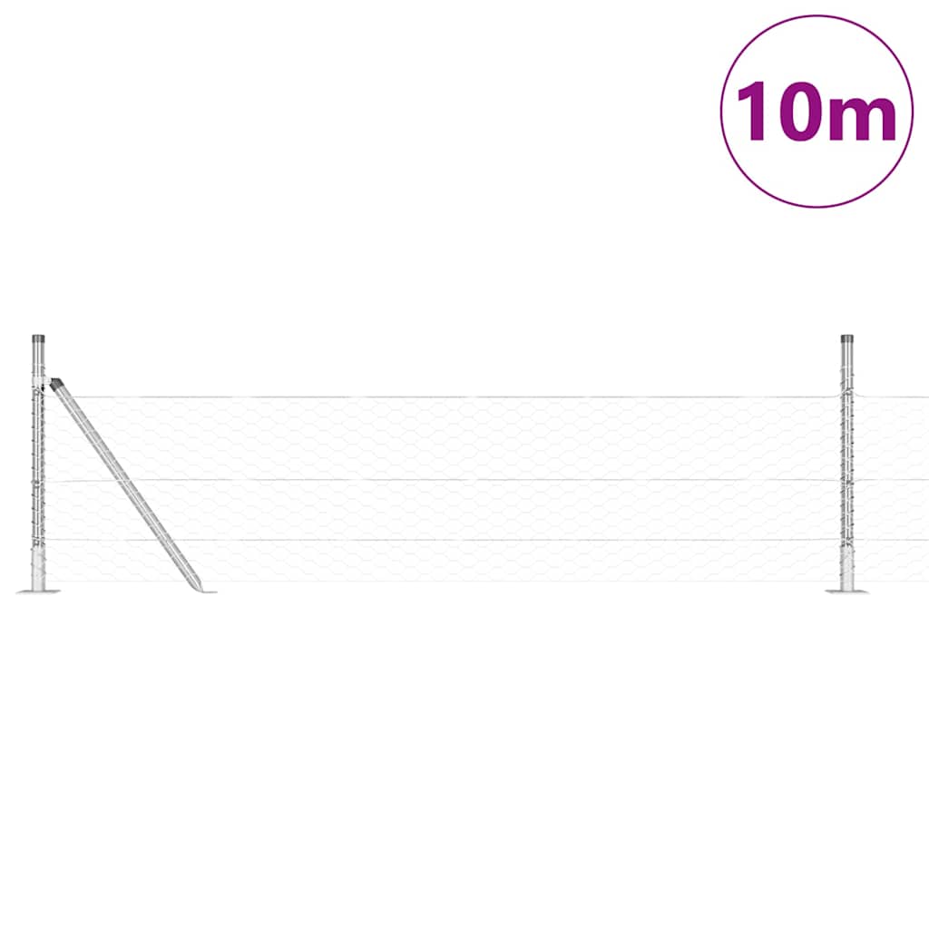 Vidaxl afrasteringspaal zilver 10 x 0,5 m (36 mm gaas) staal