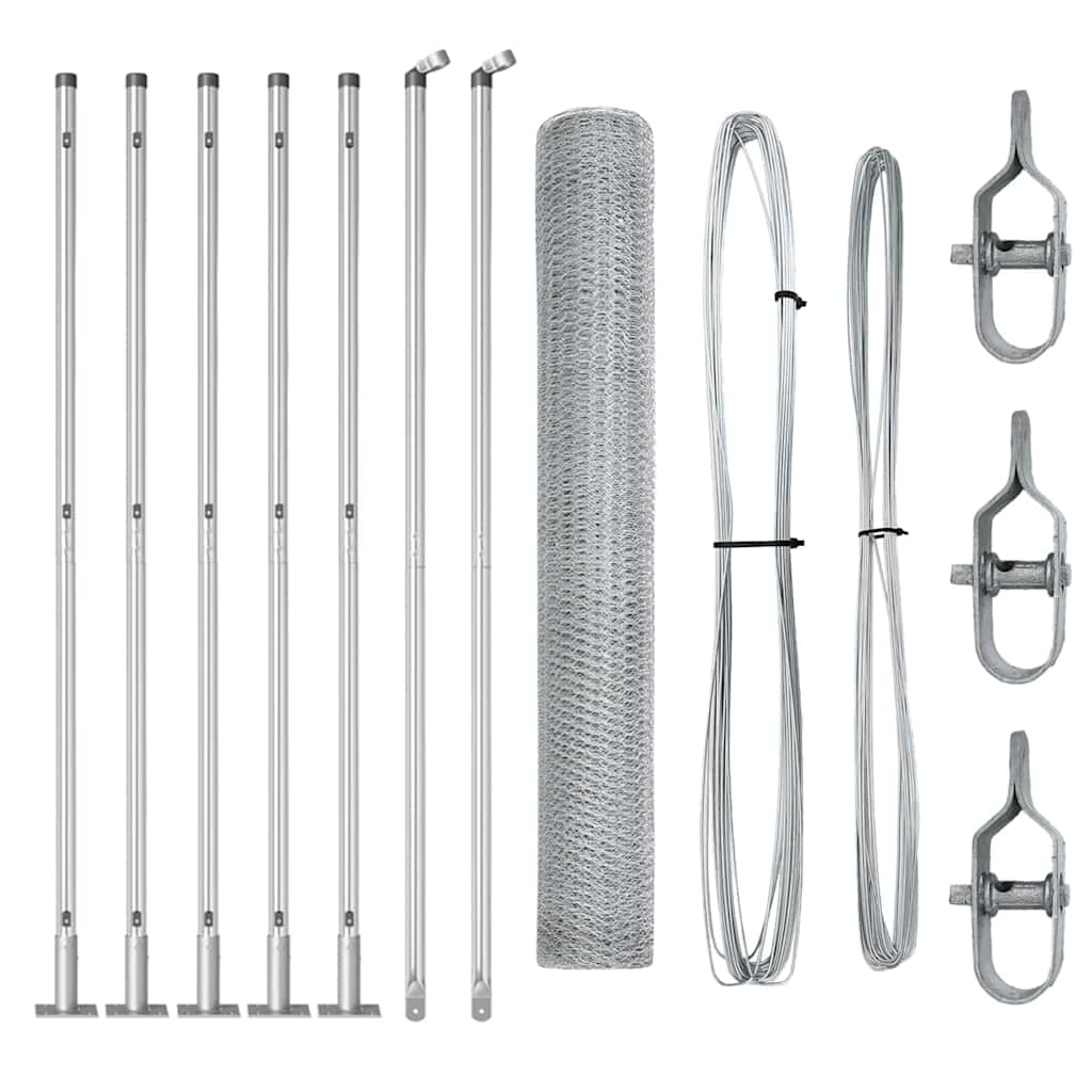 Vidaxl afrasteringspaal zilver 10 x 0,8 m (25 mm gaas) staal