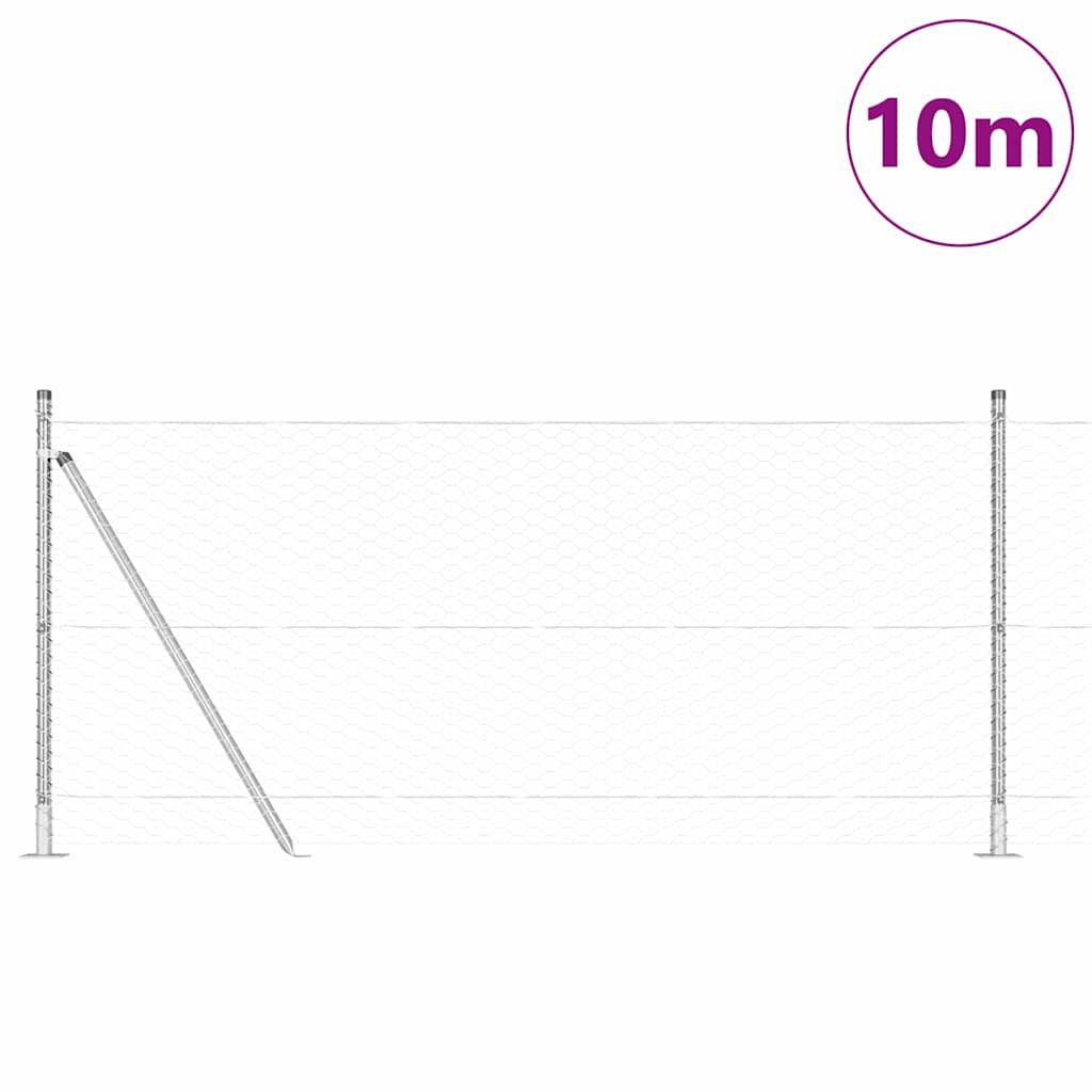 Vidaxl afrasteringspaal zilver 10 x 1 m (36 mm gaas) staal