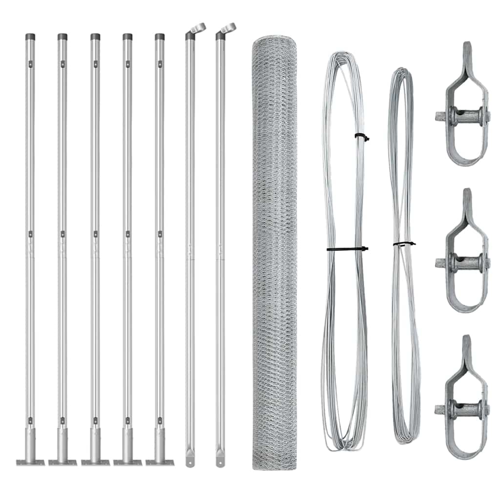 Vidaxl afrasteringspaal zilver 10 x 1,5 m (13 mm gaas) staal