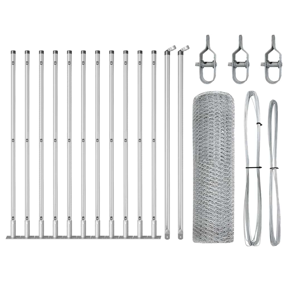 Vidaxl afrasteringspaal zilver 25 x 0,4 m (13 mm gaas) staal