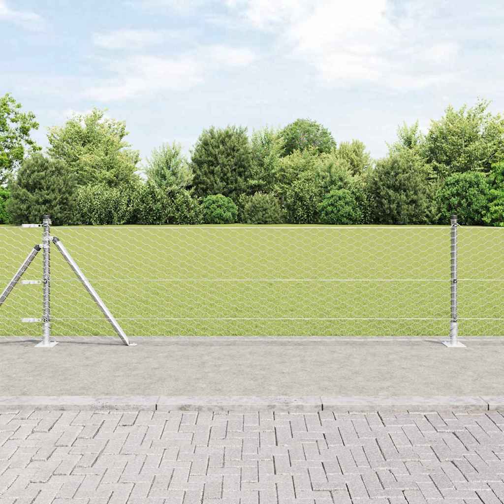 Vidaxl afrasteringspaal zilver 25 x 0,4 m (36 mm gaas) staal