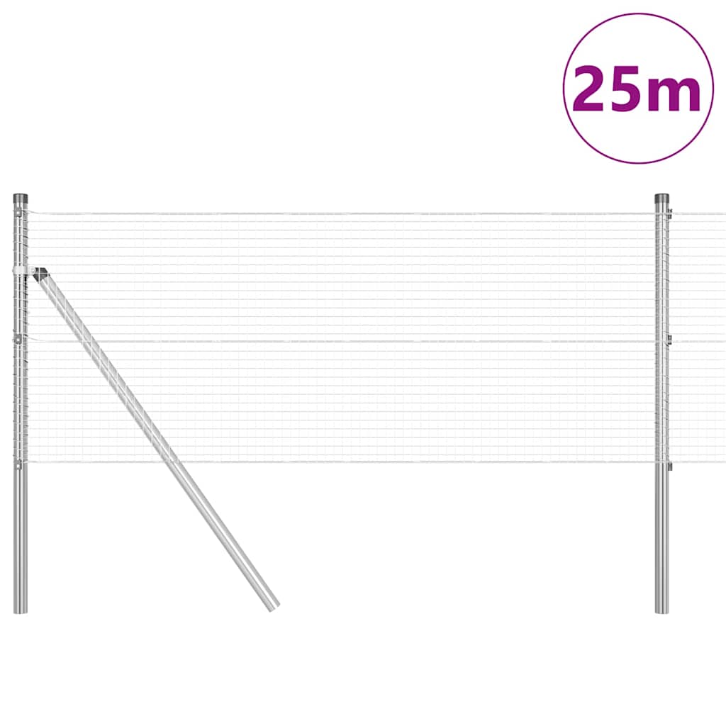 Vidaxl afrasteringspaal zilver 25 x 0,8 m (19 x 19 mm gaas) staal