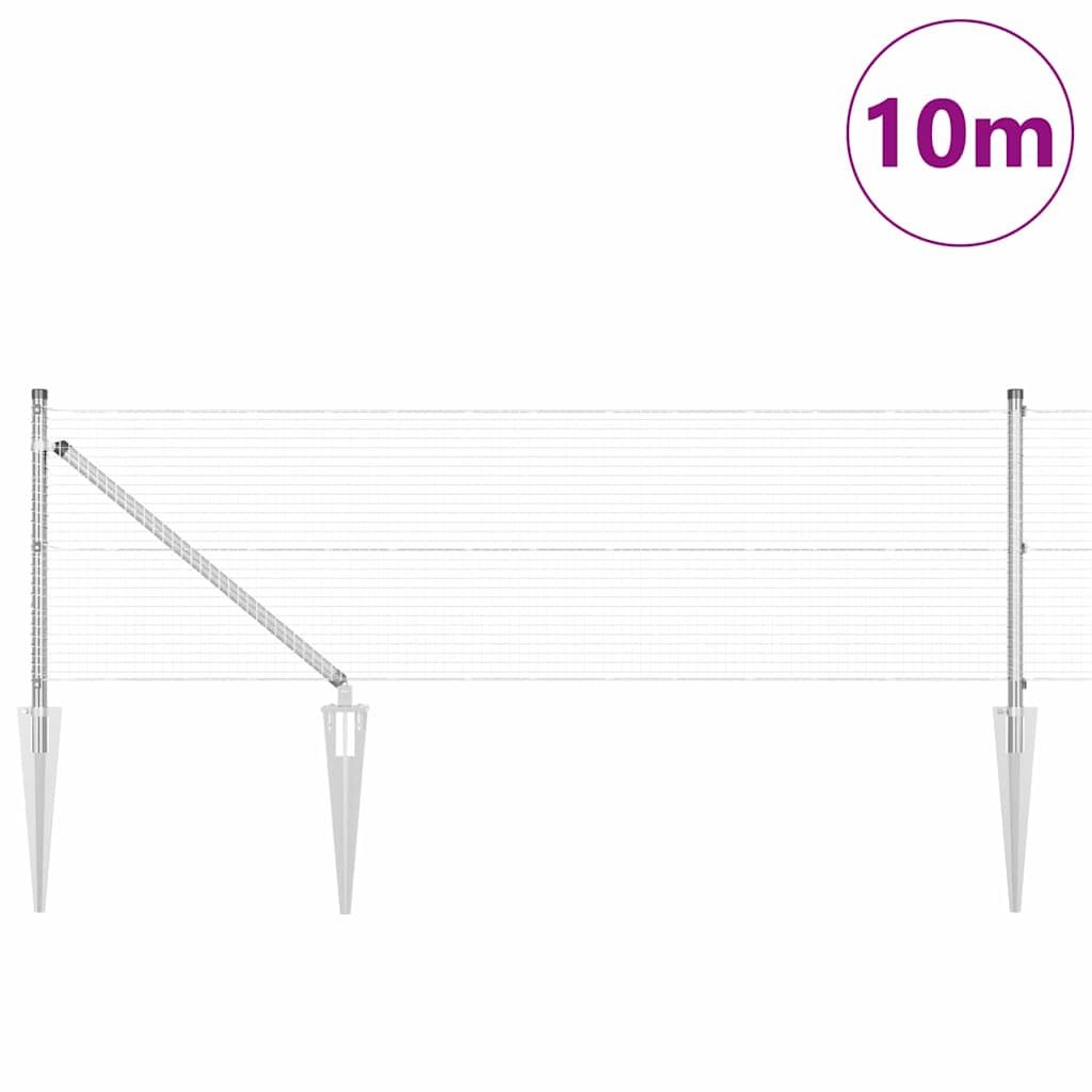 Vidaxl afrasteringspaal zilver 10 x 0,4 m (19 x 19 mm gaas) staal