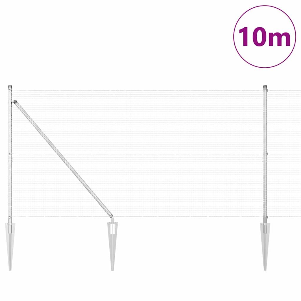 Vidaxl afrasteringspaal zilver 10 x 1,2 m (19 x 19 mm gaas) staal
