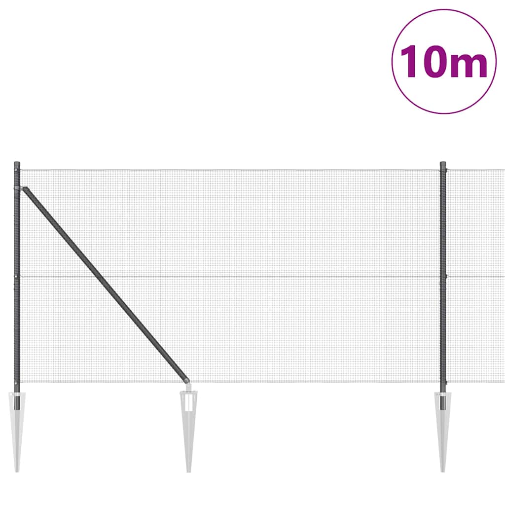 Vidaxl afrasteringspaal grijs 10 x 1 m (12 x 12 mm gaas) staal