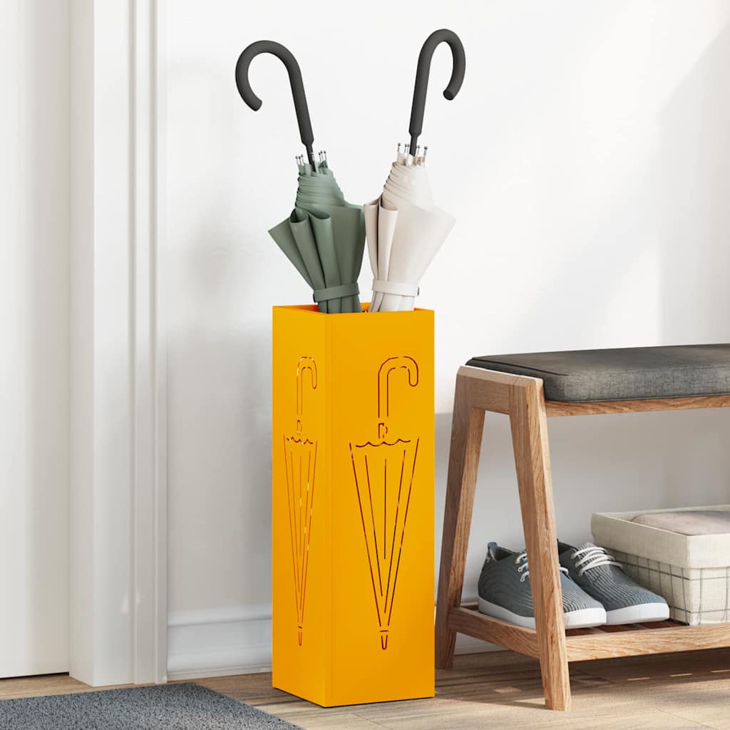Vidaxl paraplu standaard mosterdgeel 15,5 x 15,5 x 49 cm metaal