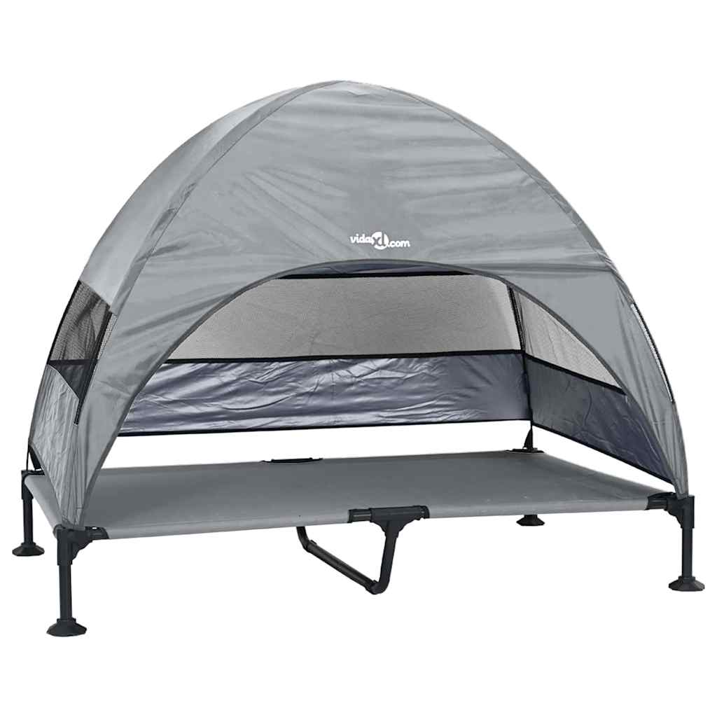 Vidaxl verhoogd hondenbed lichtgrijs 127 x 81 x 108 cm stof en staal