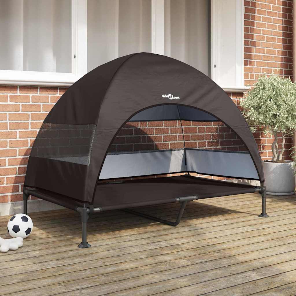 Vidaxl verhoogd hondenbed bruin 127 x 81 x 108 cm stof en staal