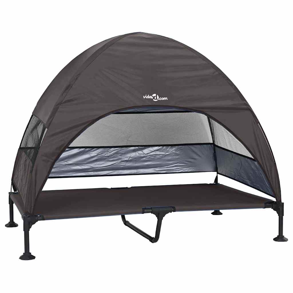Vidaxl verhoogd hondenbed bruin 127 x 81 x 108 cm stof en staal