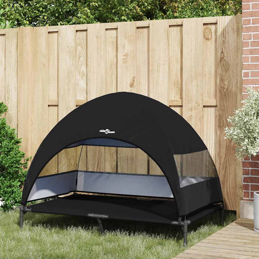 Vidaxl verhoogd hondenbed zwart 127 x 81 x 108 cm stof en staal