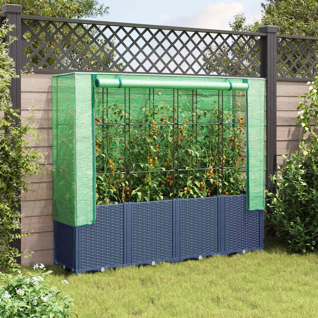 Vidaxl verhoogde plantenbak met kashoes rotanlook 160x40x153 cm