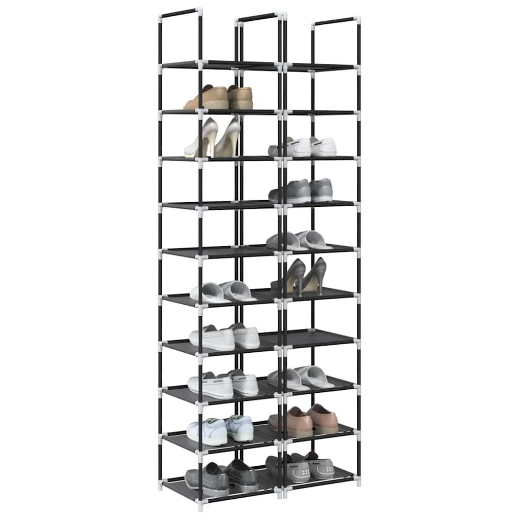Vidaxl schoenenrekken 2 st 33x33x174 cm vliesvrij 10-laags zwart