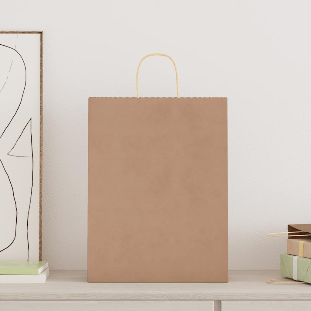 Vidaxl papieren zakken 50 st met hengsels 32x12x42 cm bruin