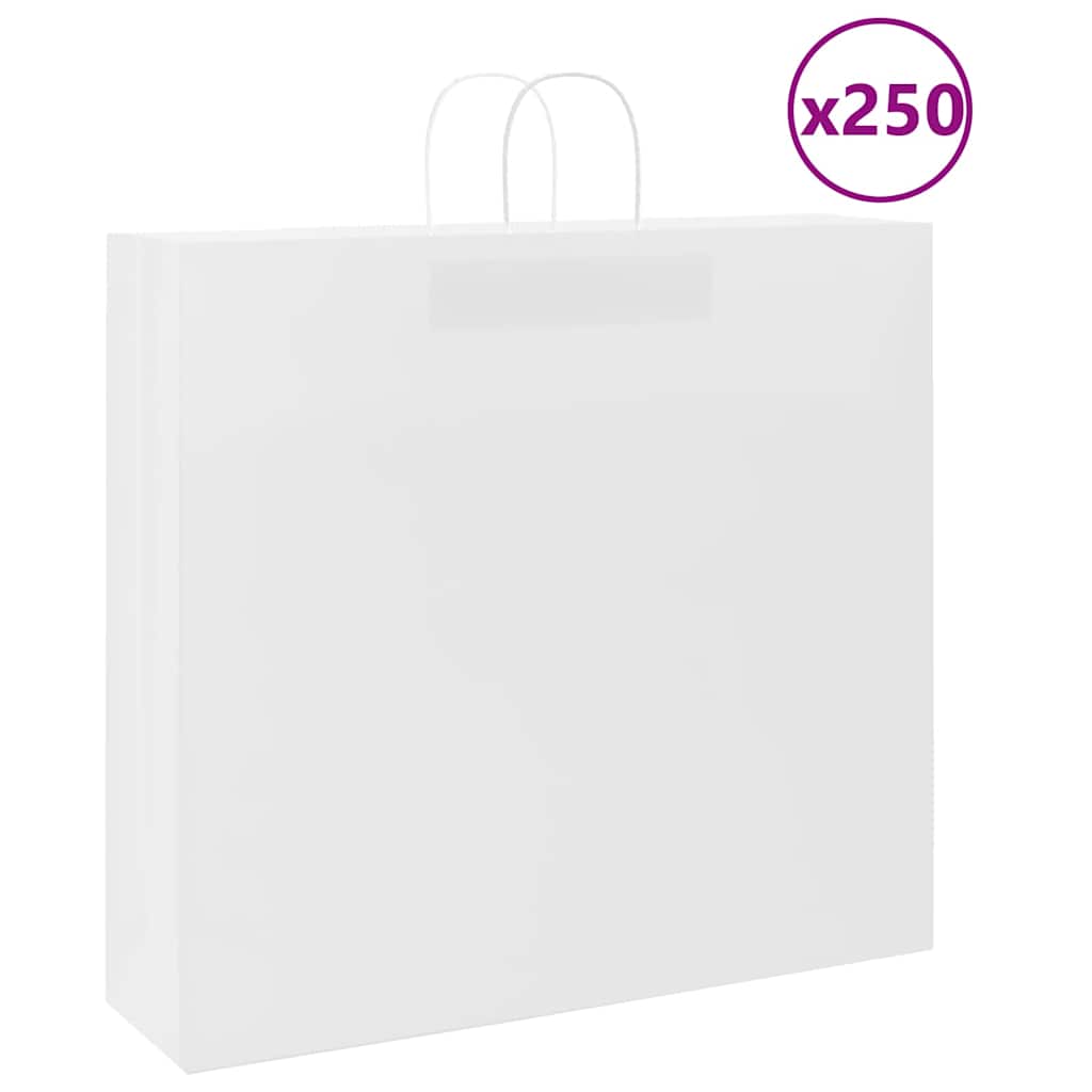 Vidaxl papieren zakken 250 st met hengsels 54x15x49 cm wit