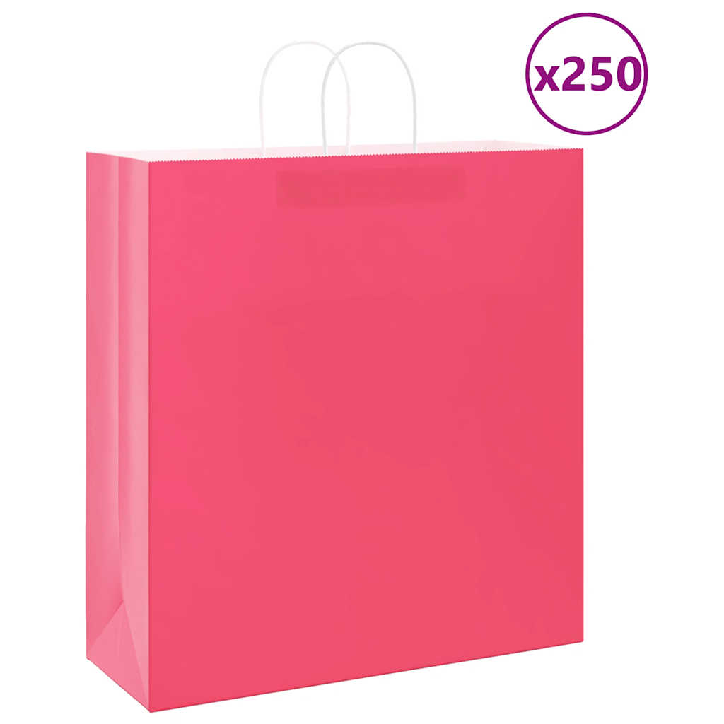 Vidaxl papieren zakken 250 st met hengsels 45x17x48 cm roze