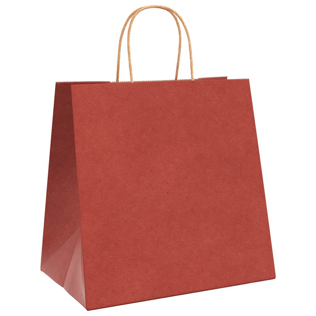 Vidaxl papieren zakken 250 st met hengsels 26x17x25 cm rood