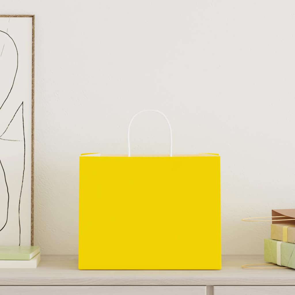 Vidaxl papieren zakken 250 st met hengsels 32x22x24 cm geel