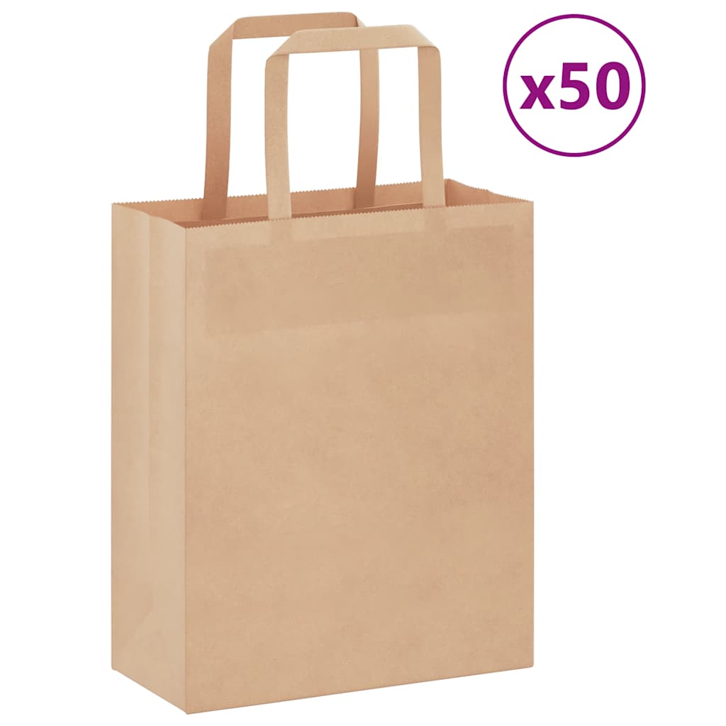 Vidaxl papieren zakken 50 st met hengsels 18x8x22 cm bruin