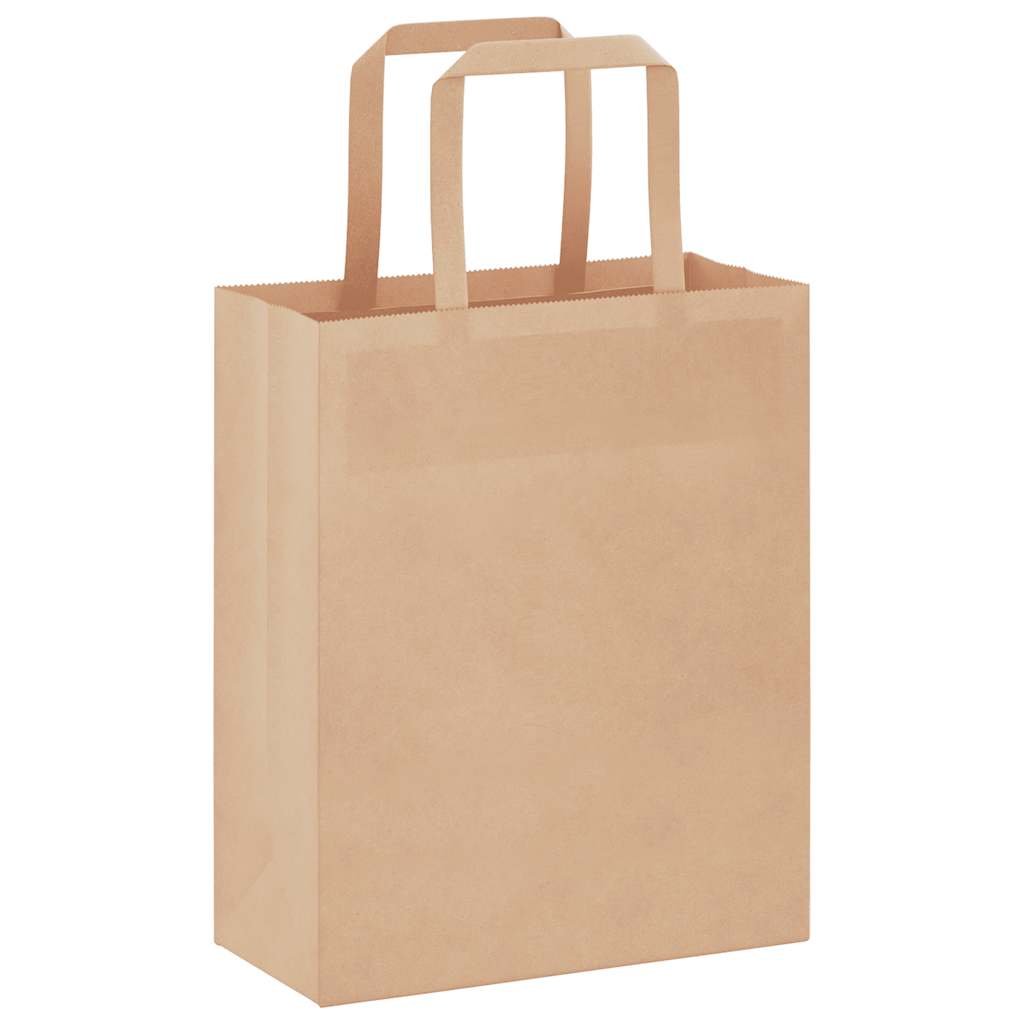 Vidaxl papieren zakken 50 st met hengsels 18x8x22 cm bruin