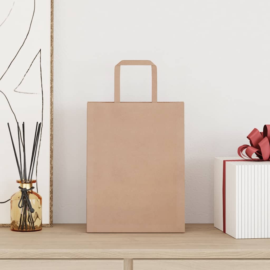 Vidaxl papieren zakken 50 st met hengsels 21x11x28 cm bruin