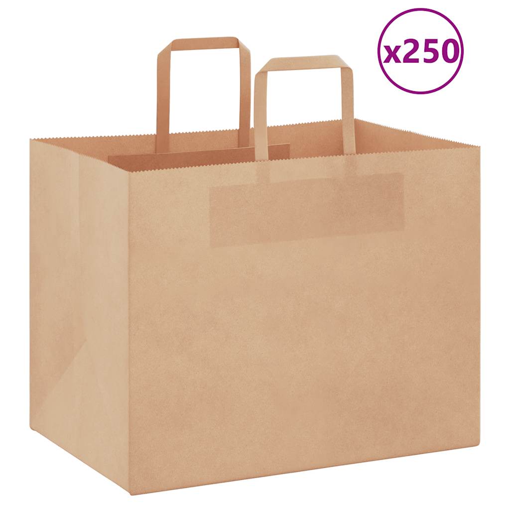 Vidaxl papieren zakken 250 st met hengsels 32x22x24 cm bruin