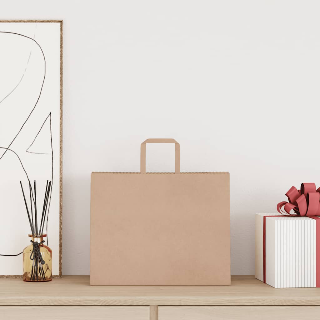 Vidaxl papieren zakken 250 st met hengsels 32x22x24 cm bruin