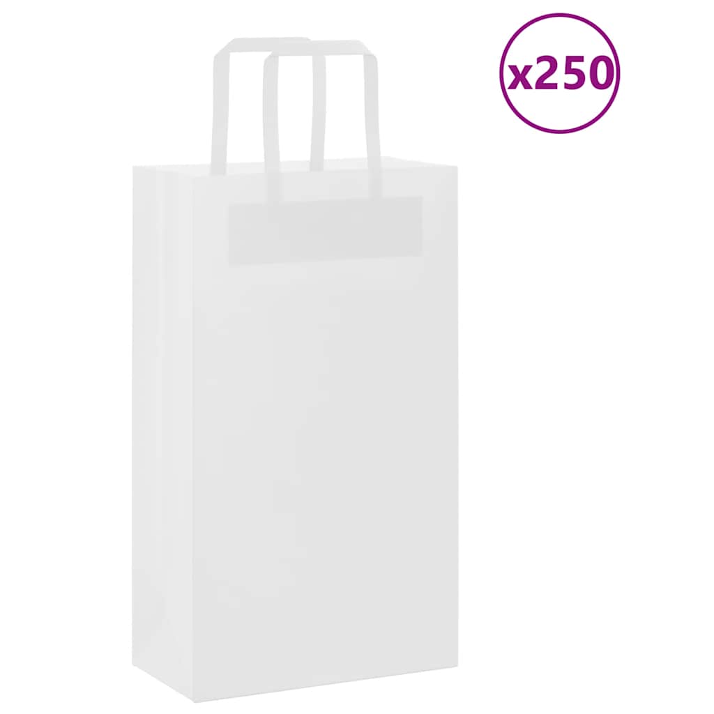 Vidaxl papieren zakken 250 st met hengsels 21x11x36 cm wit