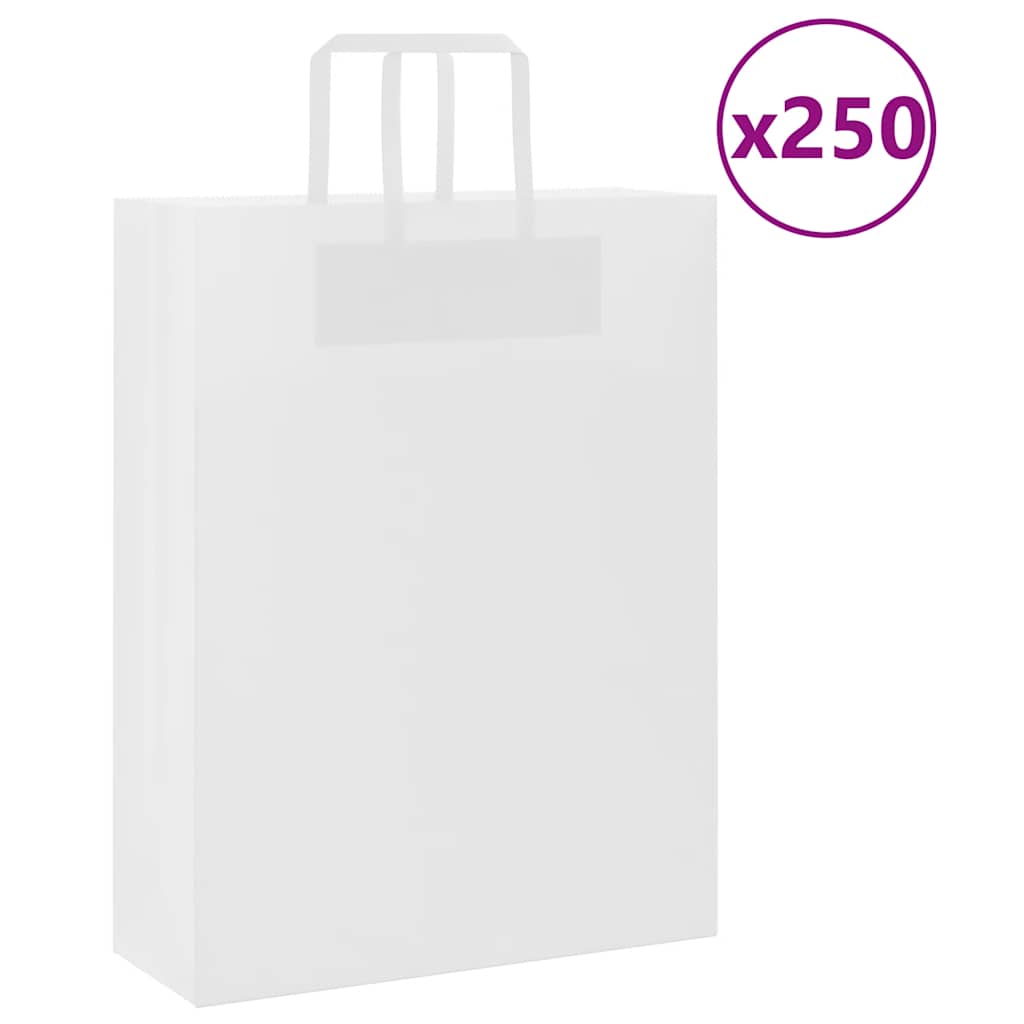 Vidaxl papieren zakken 250 st met hengsels 32x12x42 cm wit