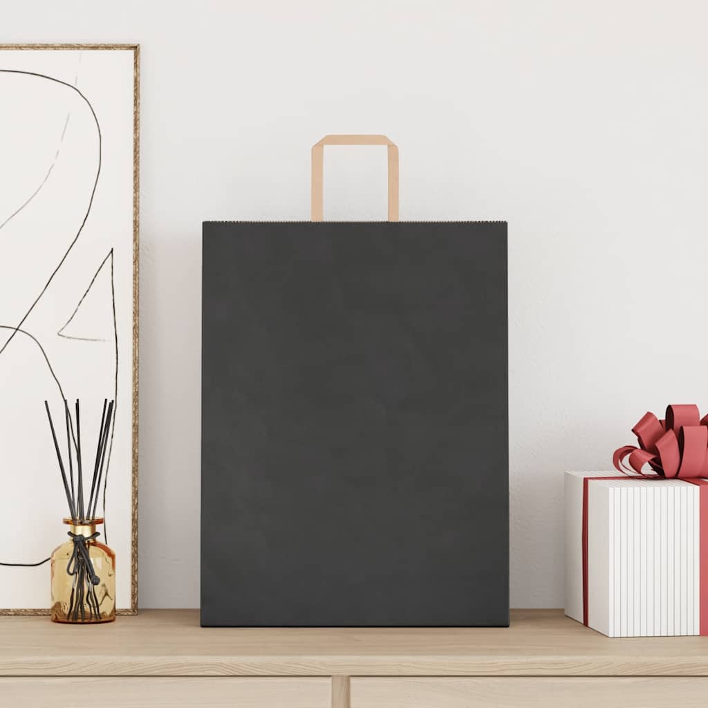 Vidaxl papieren zakken 250 st met hengsels 32x12x42 cm zwart