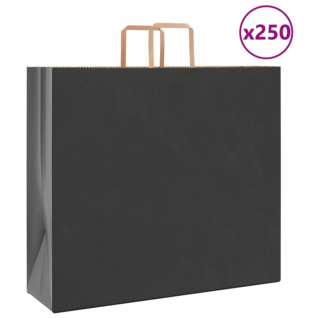 Vidaxl papieren zakken 250 st met hengsels 54x15x49 cm zwart