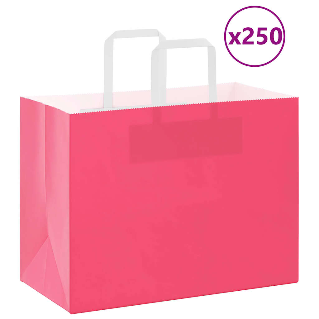 Vidaxl papieren zakken 250 st met hengsels 32x17x25 cm roze