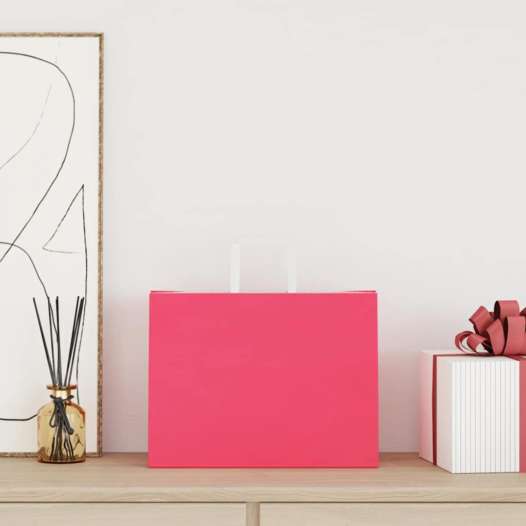 Vidaxl papieren zakken 250 st met hengsels 32x17x25 cm roze