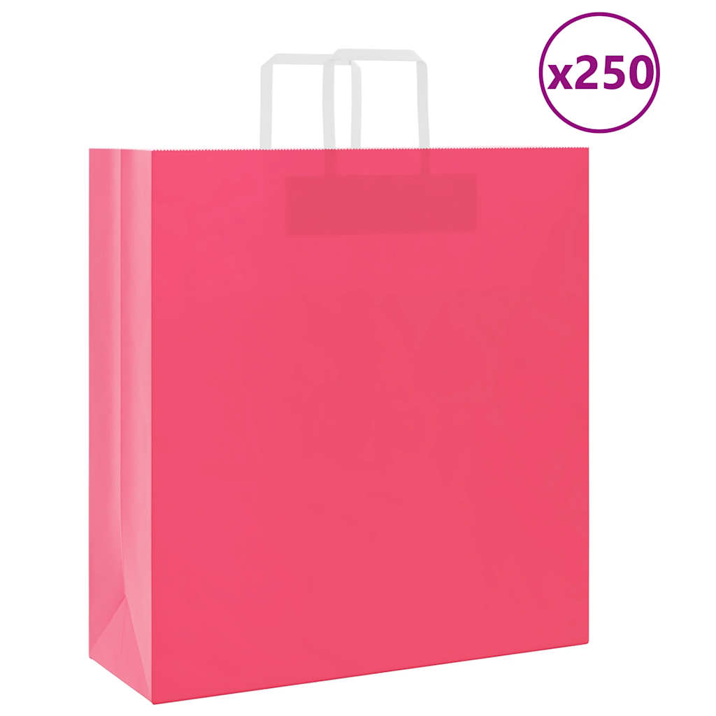 Vidaxl papieren zakken 250 st met hengsels 45x17x48 cm roze