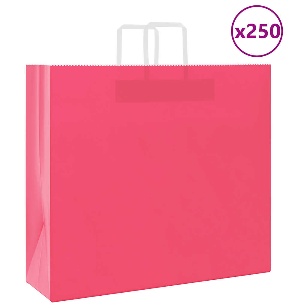 Vidaxl papieren zakken 250 st met hengsels 54x15x49 cm roze