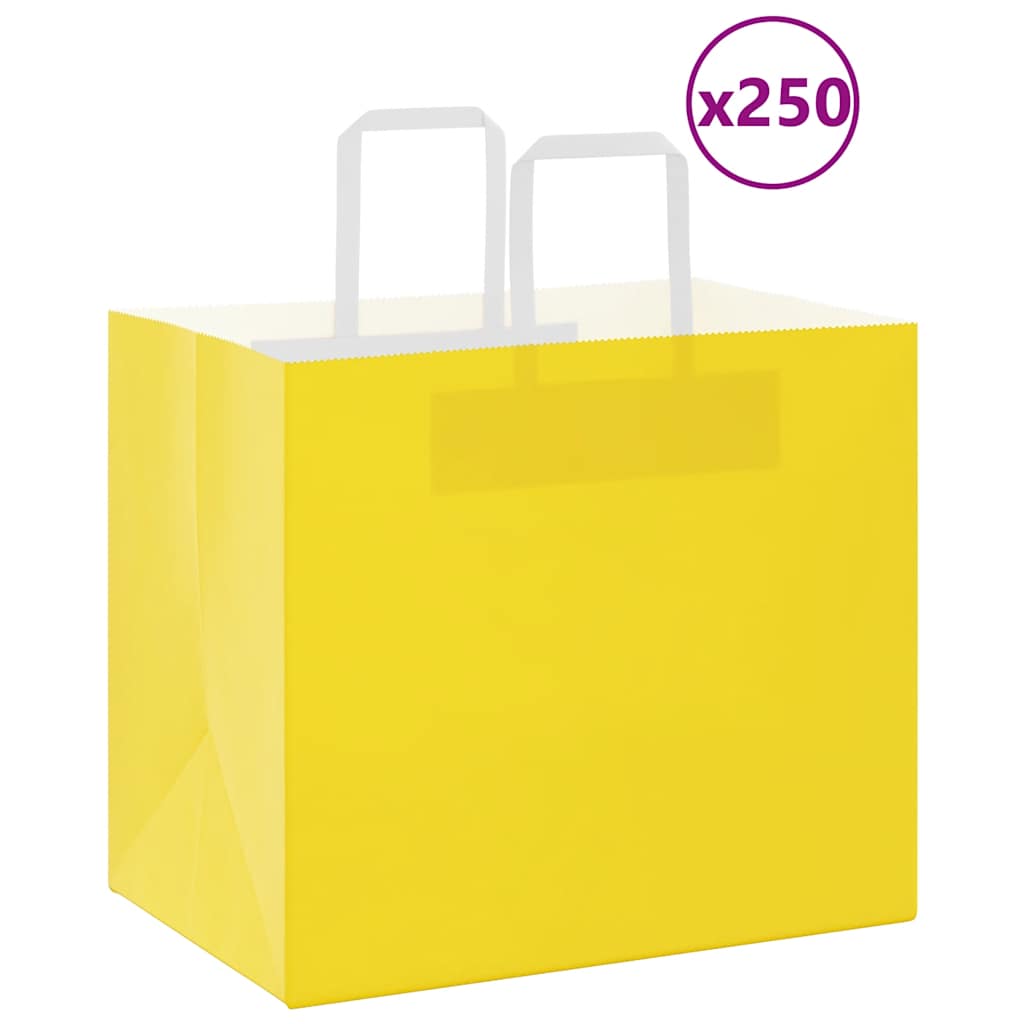 Vidaxl papieren zakken 250 st met hengsels 32x22x28 cm geel