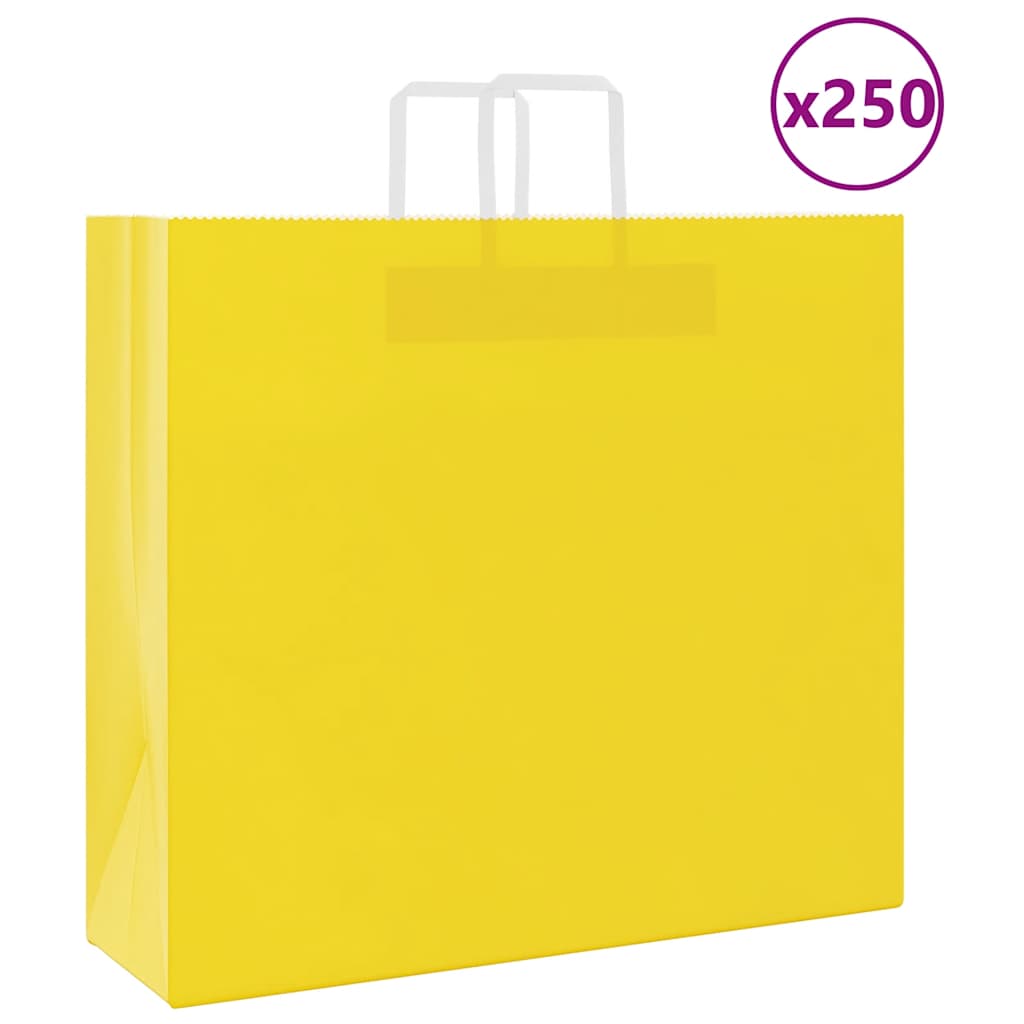 Vidaxl papieren zakken 250 st met hengsels 54x15x49 cm geel