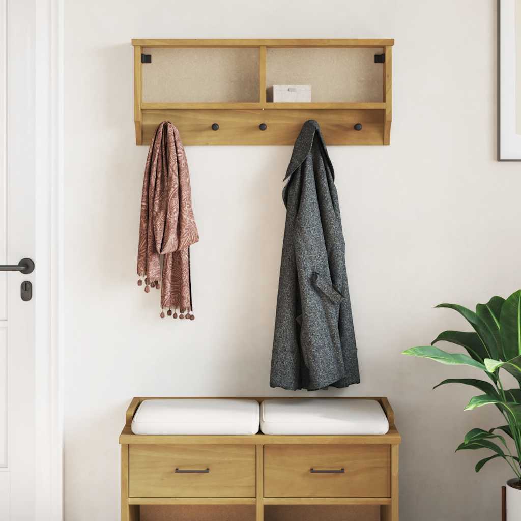 Vidaxl wandkapstok sandnes 87x12x35 cm massief grenenhout