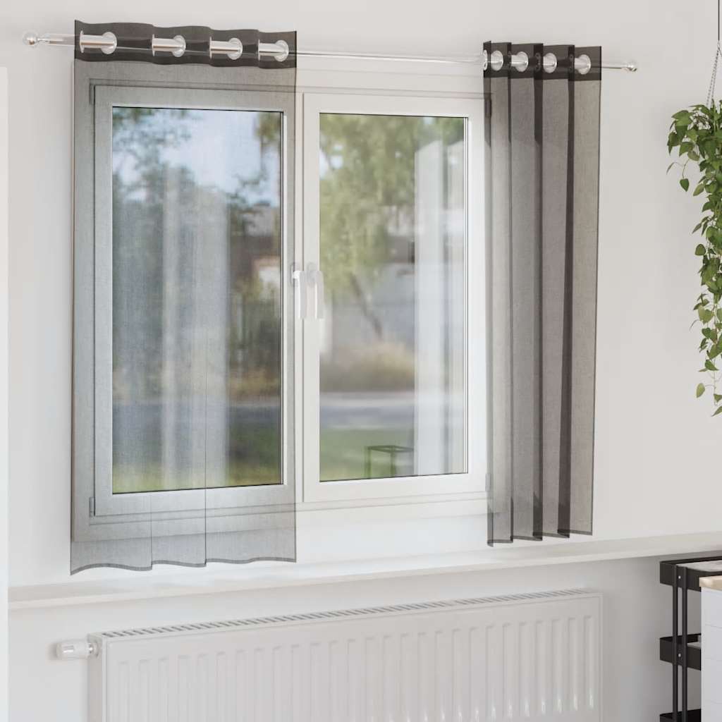 Vidaxl gordijnen voile met doorvoertules 2 st 140x140 cm zwart