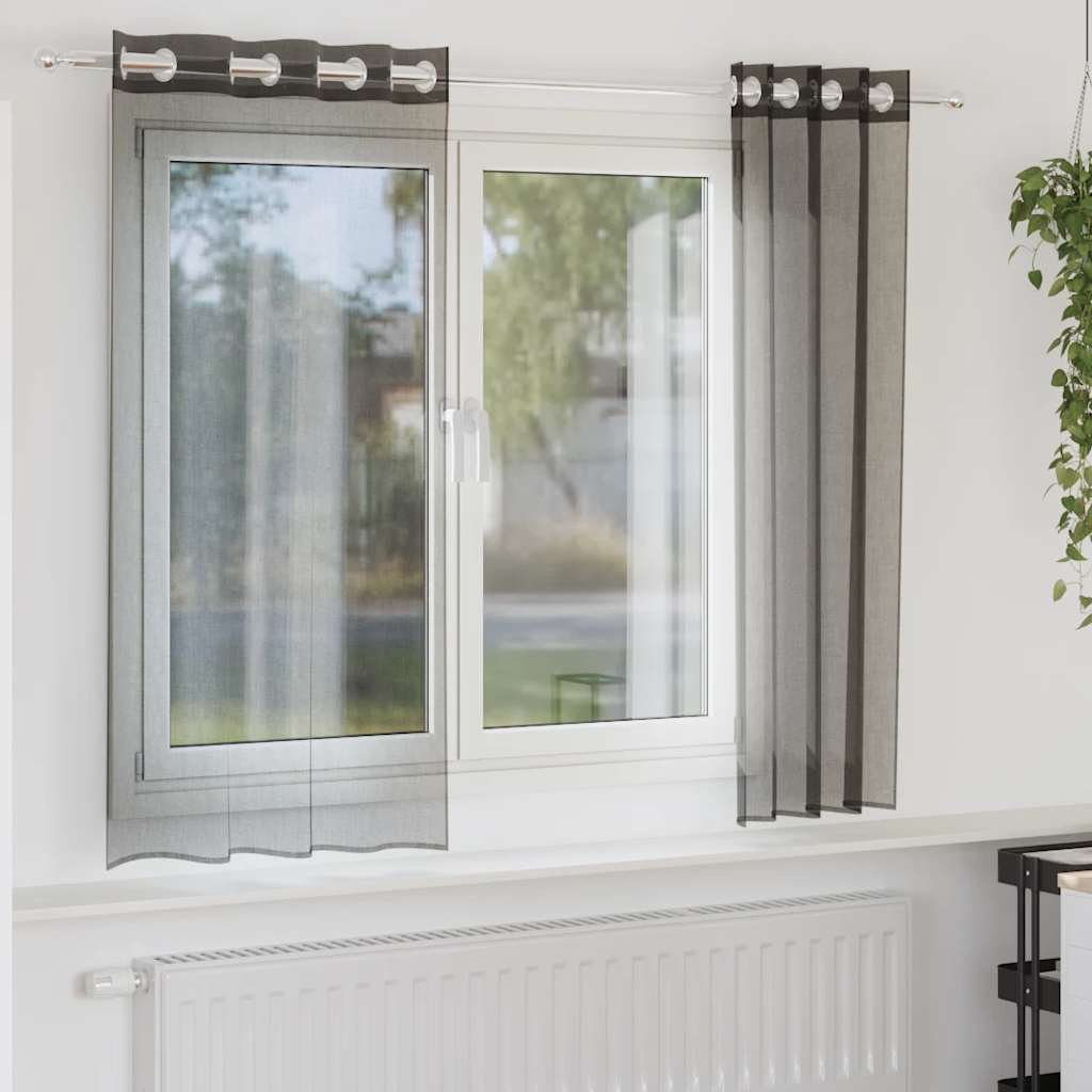 Vidaxl gordijnen voile met doorvoertules 2 st 140x175 cm zwart
