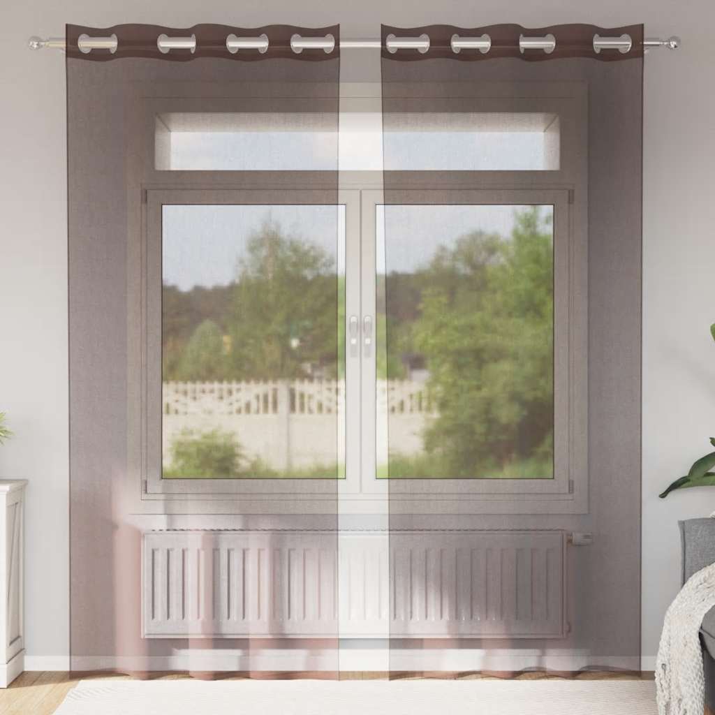 Vidaxl gordijnen voile met doorvoertules 2 st 140x225 cm bruin