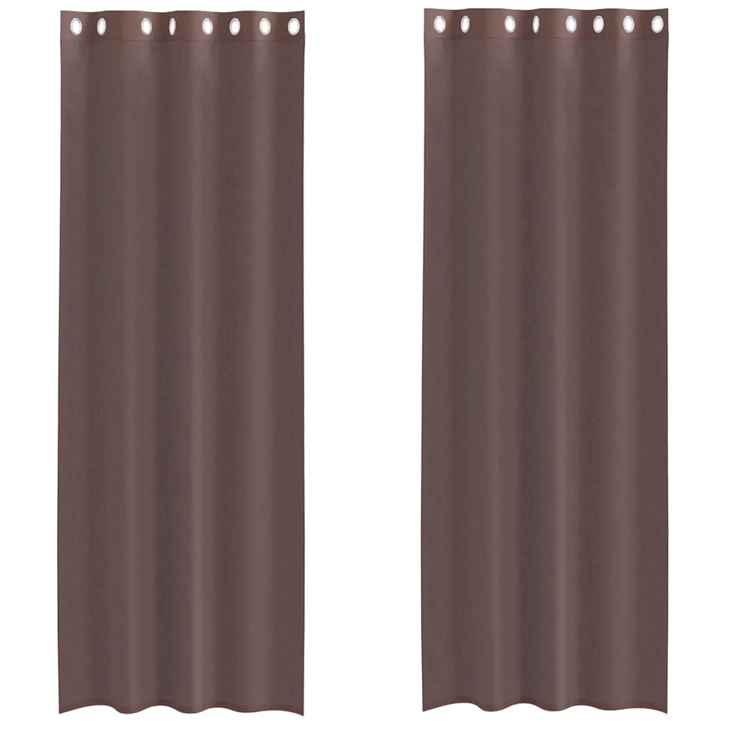 Vidaxl gordijnen voile met doorvoertules 2 st 140x260 cm bruin