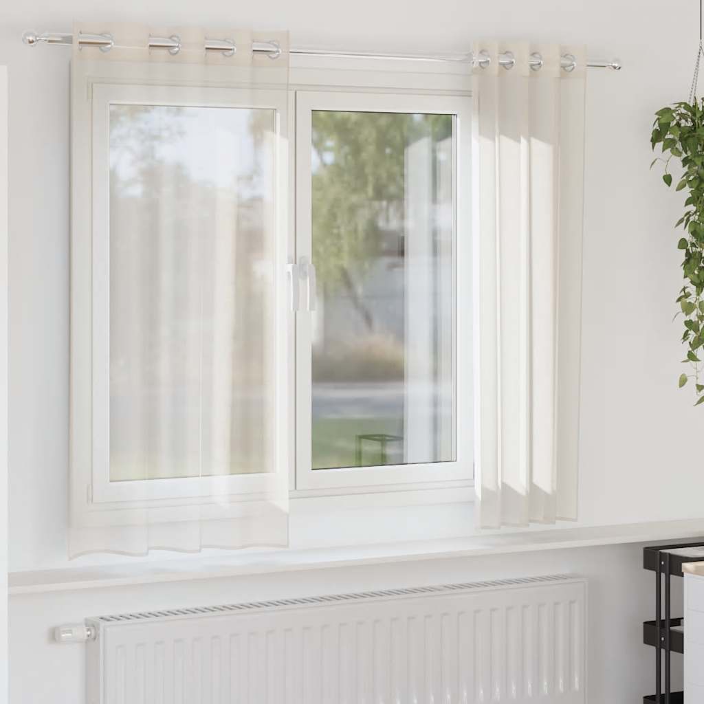 Vidaxl gordijnen voile met doorvoertules 2 st 140x175 cm crèmekleurig