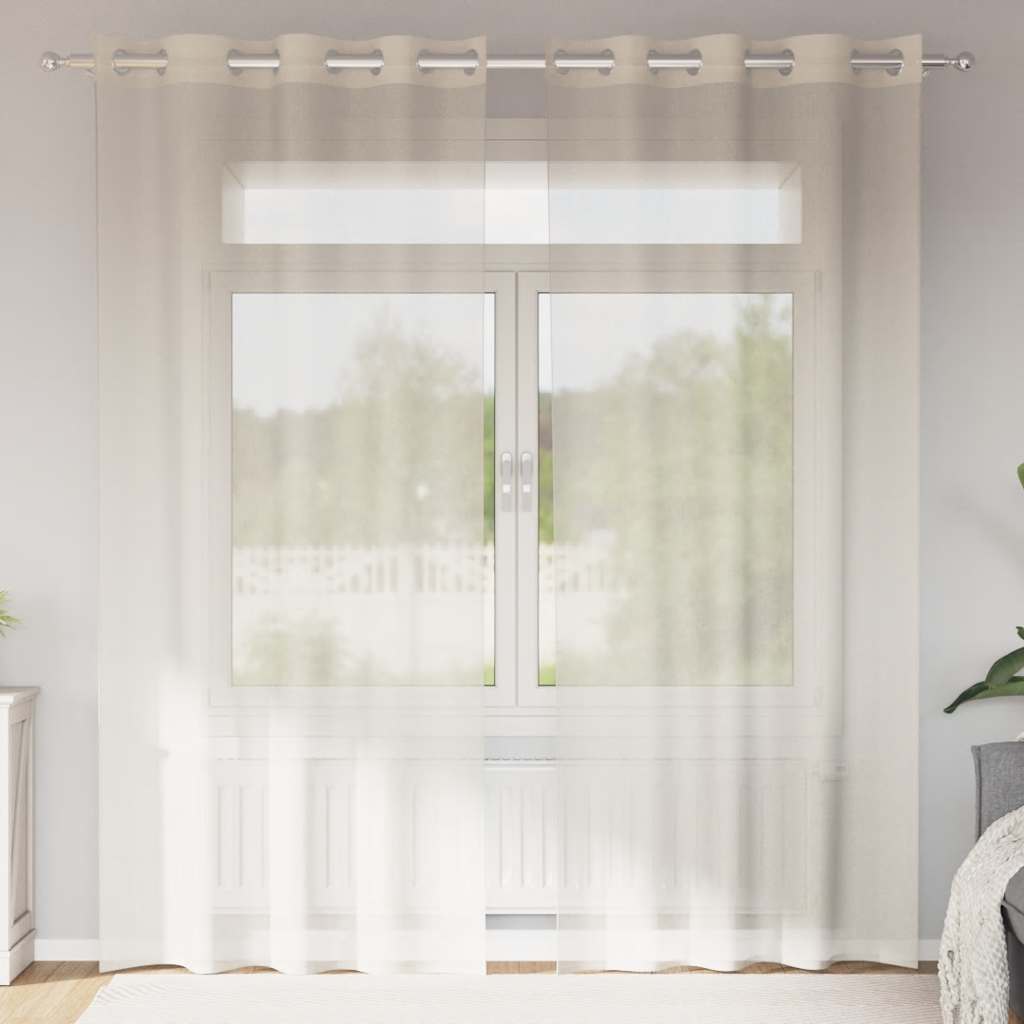 Vidaxl gordijnen voile met doorvoertules 2 st 140x225 cm crèmekleurig