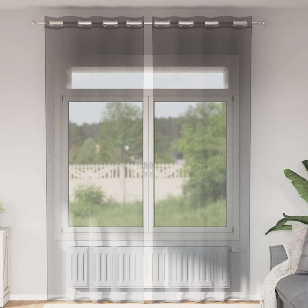 Vidaxl gordijnen voile met doorvoertules 2 st 140x300 cm donkergrijs