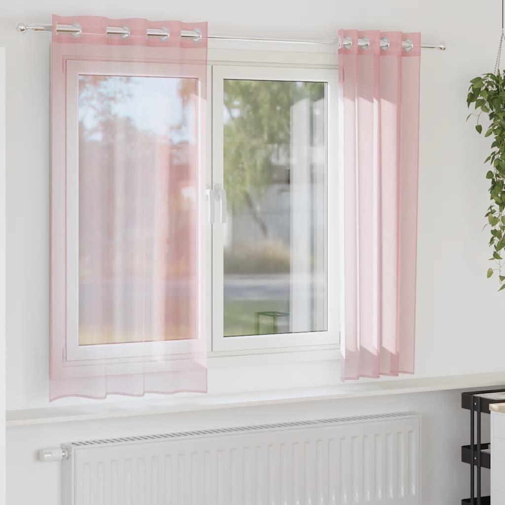Vidaxl gordijnen voile met doorvoertules 2 st 140x140 cm lichtroze