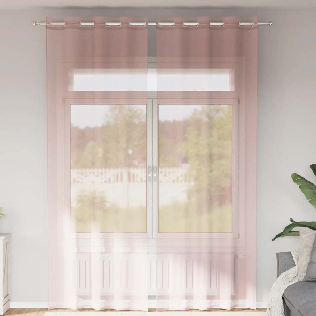 Vidaxl gordijnen voile met doorvoertules 2 st 140x300 cm lichtroze